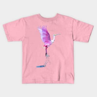 Serenity in Flight: Rosette Spoonbill Graphic Print – Captivating Nature Art for Your Space Kids T-Shirt